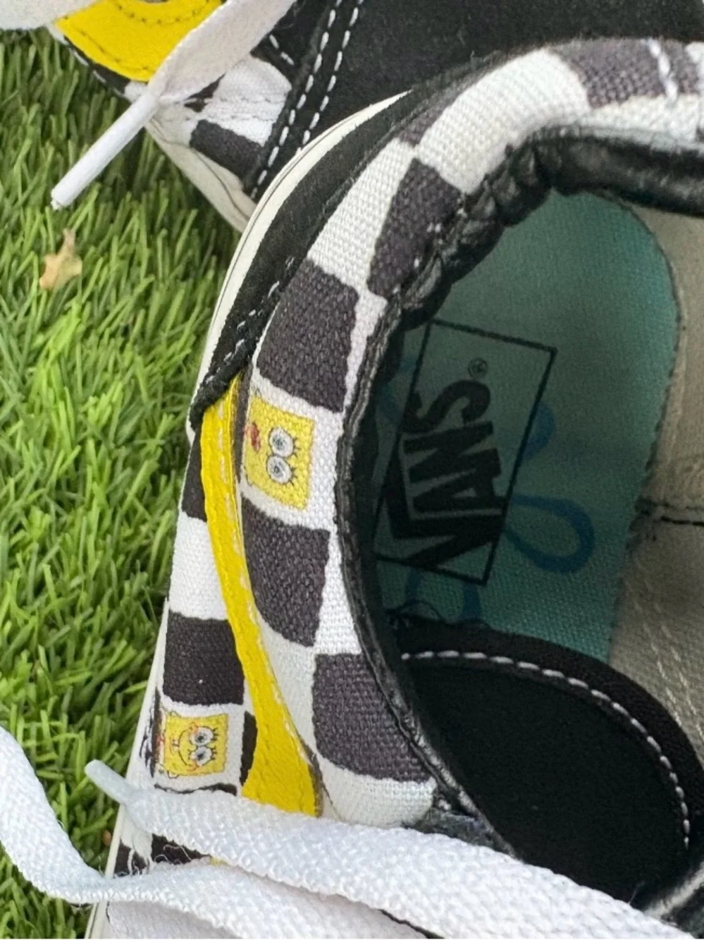 Vans Kids sponge bod Checkerboard Lace-Up Sneakers in Black, White & Yellow